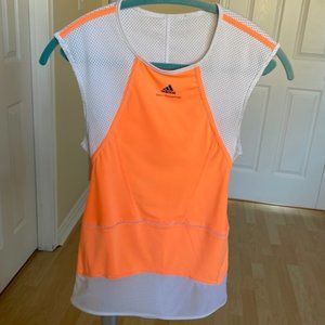 Adidas by Stella McCartney neon orange mesh workout top size S